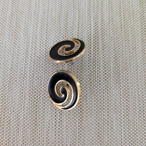 MONET Post Gold Tone Round Earrings - Vintage